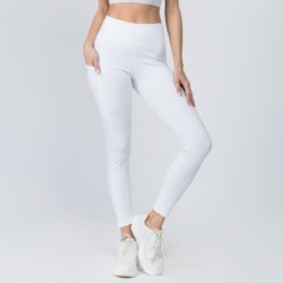 High Waist 5 Pocket Workout Leggings - WHITE - Picture 3 of 6